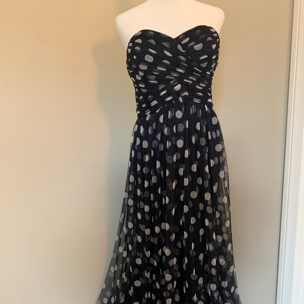 Ralph Lauren polka dot strapless gown